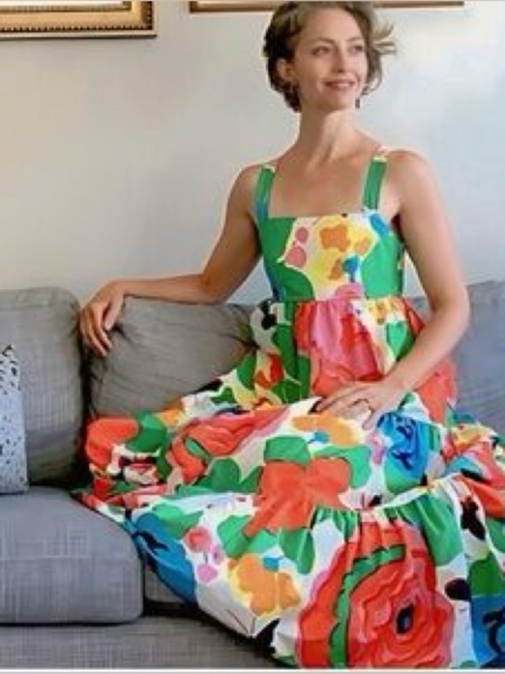 J. Crew Cross Back Empire Waist Maxi Dress Ratti Jardin Floral Print Sz 8 - Picture 5 of 9